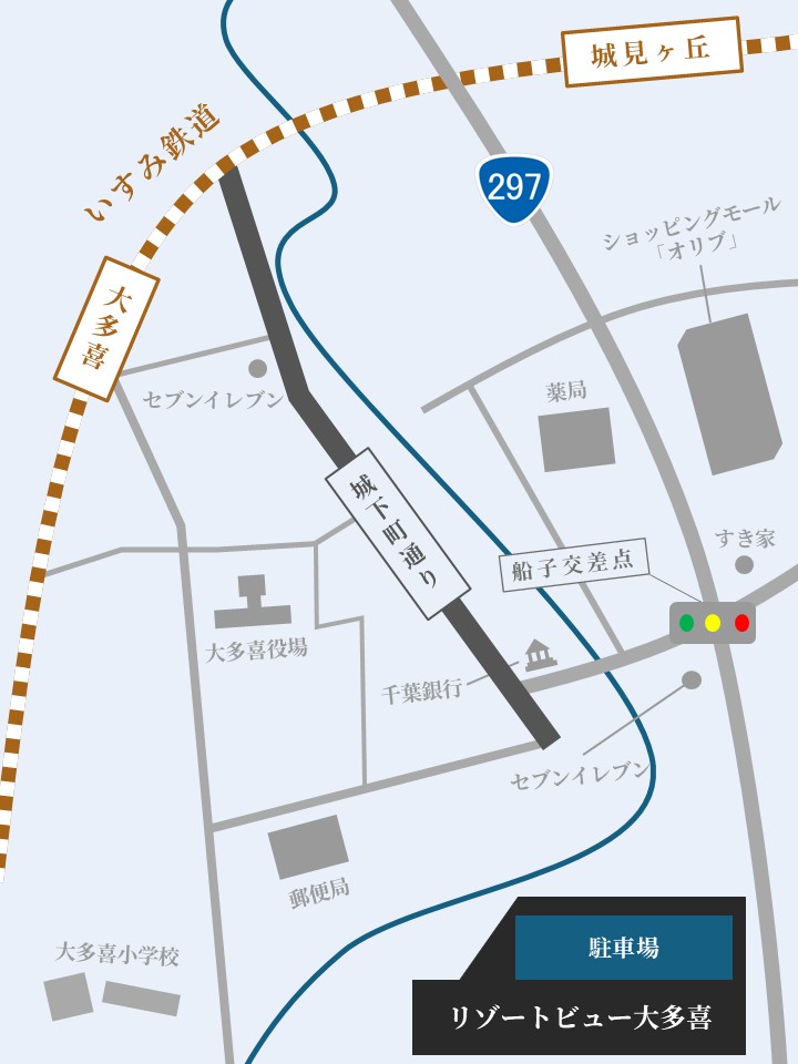 リゾートビュー大多喜への電車でのアクセスマップ